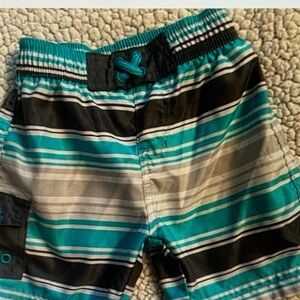 Striped Teal and Black Shorts